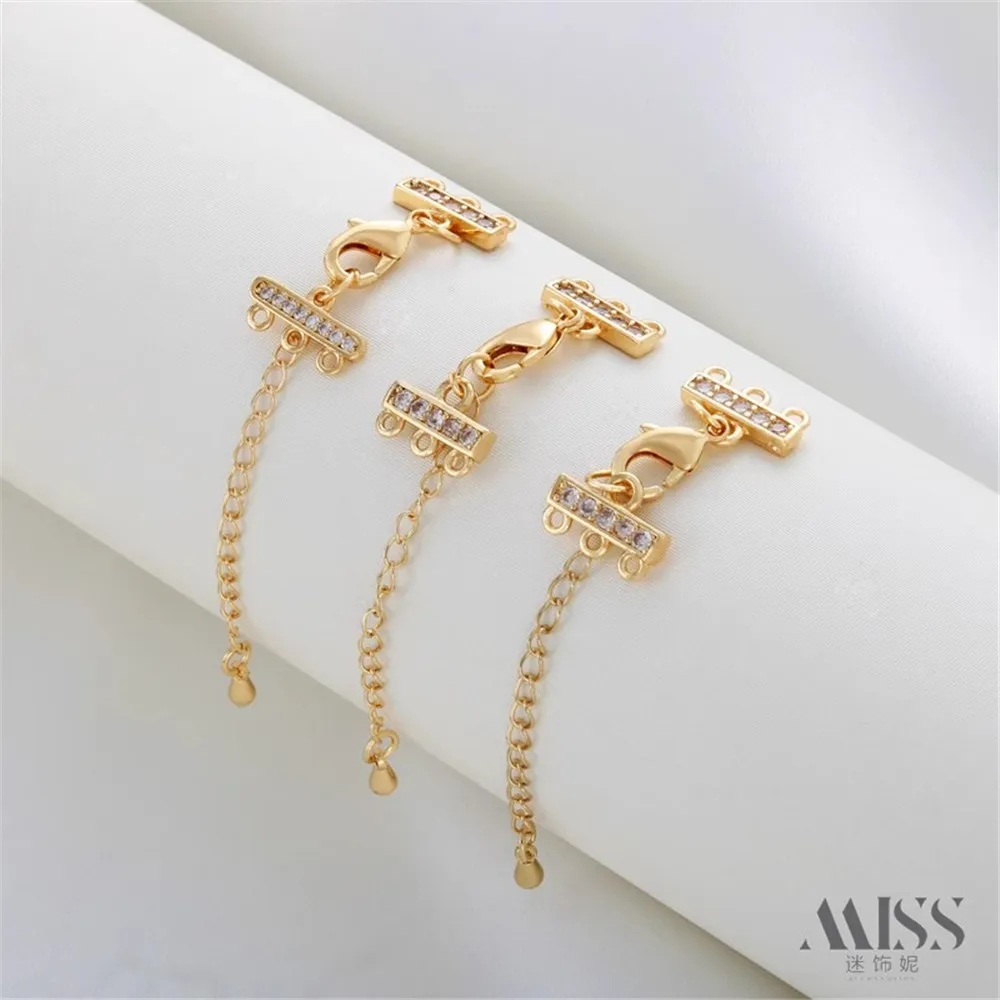 

14K Bag of Gold Three-row Fringed Hanging End Connection Extension Chain DIY Pearl Bracelet Tail Chain Jewelry Accessories