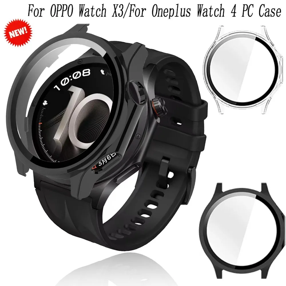 PC Case＋HD Tempered Glass for OPPO Watch X3 Shell Membrane Integration All-around Screen Protective Shell for Oneplus Watch 4
