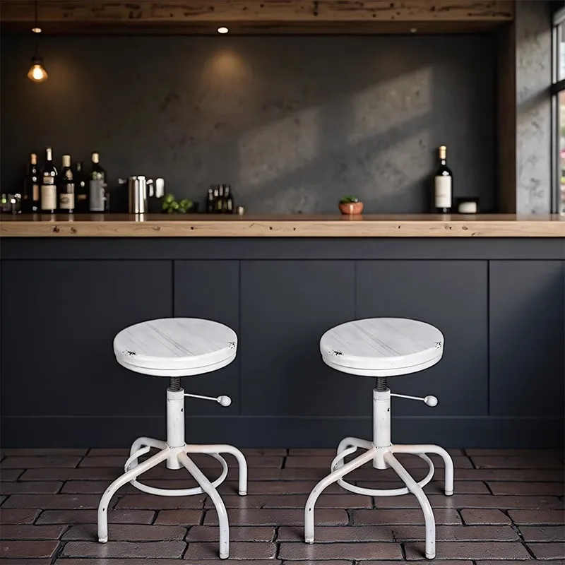 

*s forRetro industrial wind lifting rotating wrought iron bar chair B & B front desk white old creative light luxury