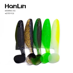 Hanlin 10/20pcs Soft Baits Worm Silicone Fishing Lures 6cm/2.5g Double Color Jig Wobblers Artificial Swimbait Carp Bass Tackle