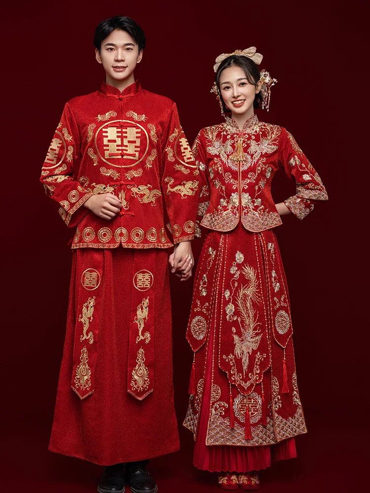 

Chinoiserie Dragon And Phoenix Wedding Dr Set for Women ort Statured Bridesmaid Attire New 2025 Collection Xian ijie