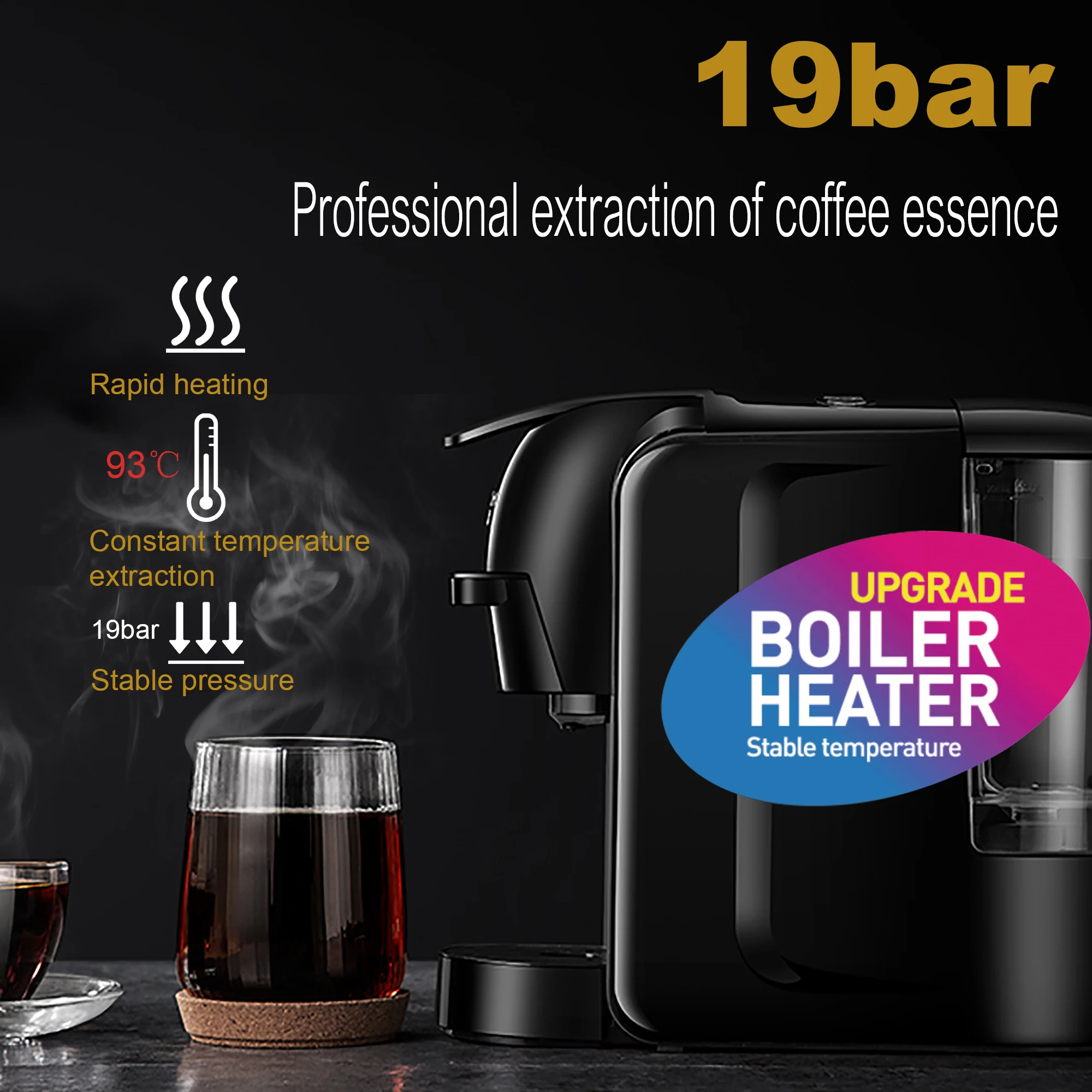 Expresso Coffee Machine Capsule 19 Bar Coffee Maker 3 In1 Multiple Capsule For Dolce Gusto&Nespresso&Powder For Gift Sonifer