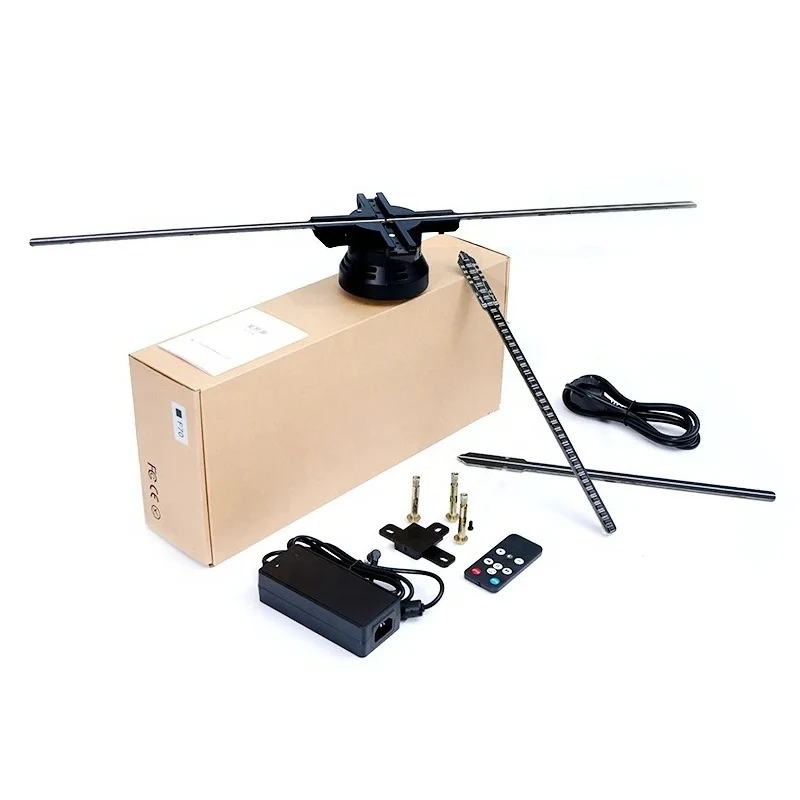 100CM 1024P Hologram Projector LED Fan with Remote 3D Holographic Imaging Lamp Display Player for Entertainment