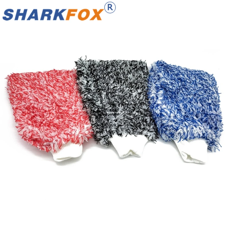 

Sharkfox Car Wash Cleaning Gloves Double-sided Microfiber Washable Cloth Window Home Cleaning Mop Mitt Wax Detailing Brush Auto