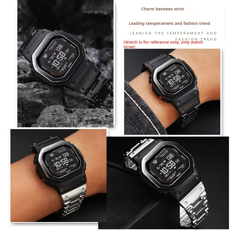 Modified men watch chain For G-shock Heart Rate Dw-h5600 Watchband Dw h5600 Solid Stainless Steel Strap Folding buckle Bracelet