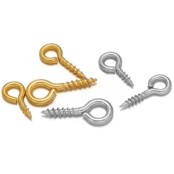 100-50pcs Stainless Steel Gold Eye Pins Screw Threaded Eye Pins Hooks Eyelets Clasps Hooks for DIY Jewelry Beads Making Supplies