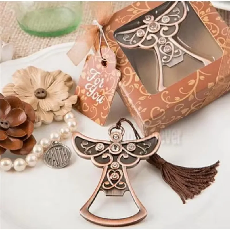 Recuerdos para fiestas de cumpleaños Diseño de ángel Abridor de botellas Favor para caja de regalo Cumpleanos Anniversaire 200 piezas