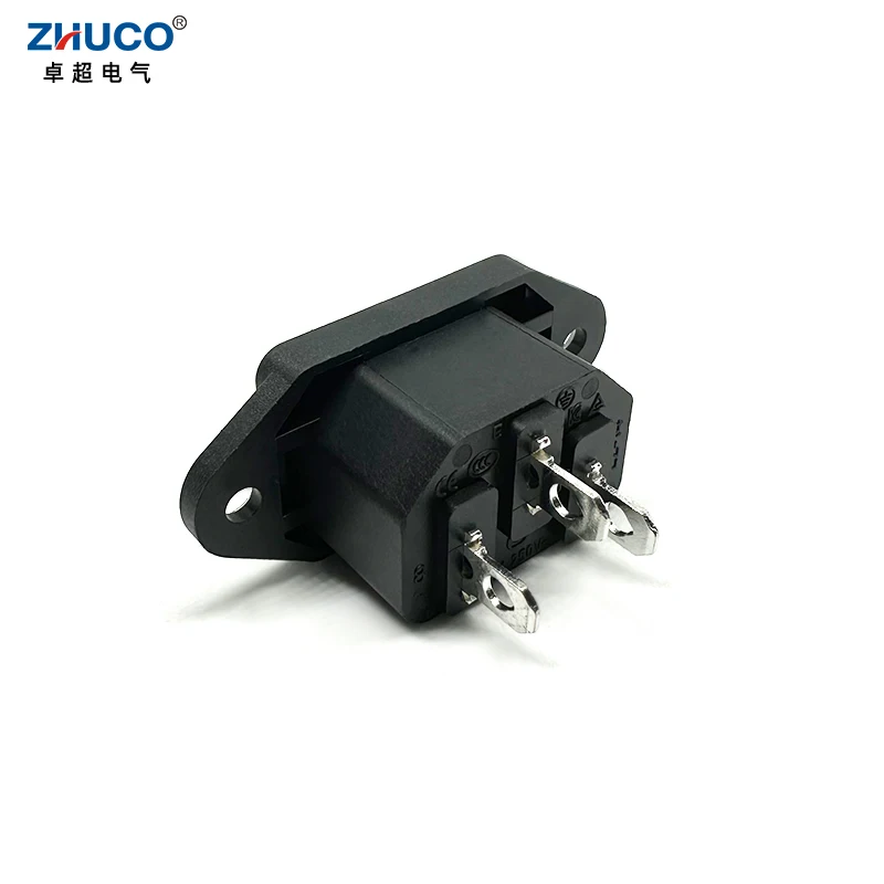 1PC LZ-14-1 10A 250V 3 Pins Chassis Panel Mounted IEC320 C14 Inlet Plug Connector AC Electrical Power Socket With 2 Sets Screws