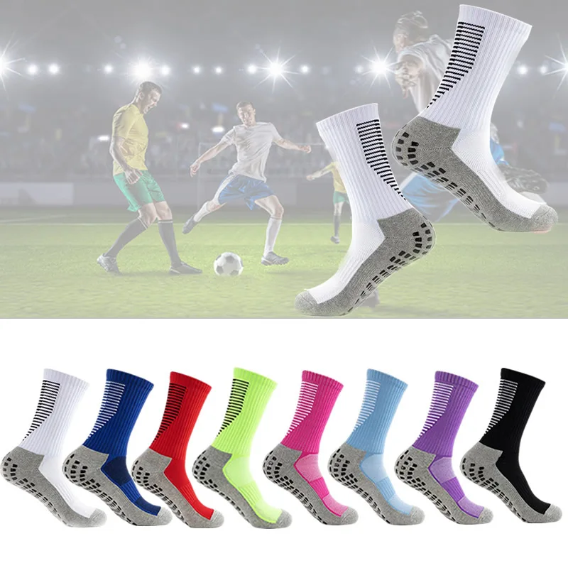 Chaussettes de Football à Compression, antidérapantes, à ventouse, antidérapantes, pour sport, Baseball, Rugby, pour hommes et femmes