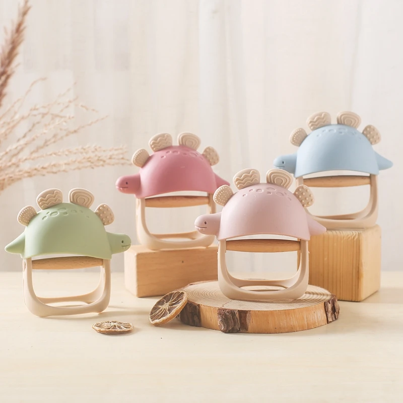 Baby Teether Toys Dinosaur Gloves Teether Silicone Newborn Training Grip BPA Free Food Grade Baby Anti-biting Teething Toy Gift