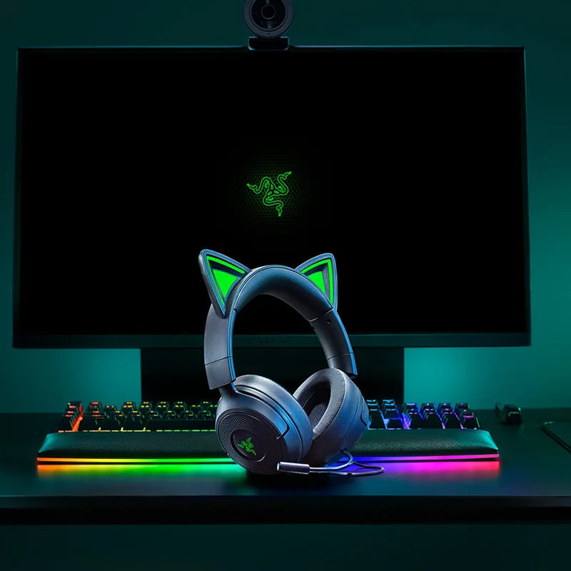 سماعة الألعاب السلكية Razer Kraken Kitty V3 X - ميكروفون قلبي HyperClear - محركات 40 مم - صوت محيطي 7.1 - وسائد أذن مريحة