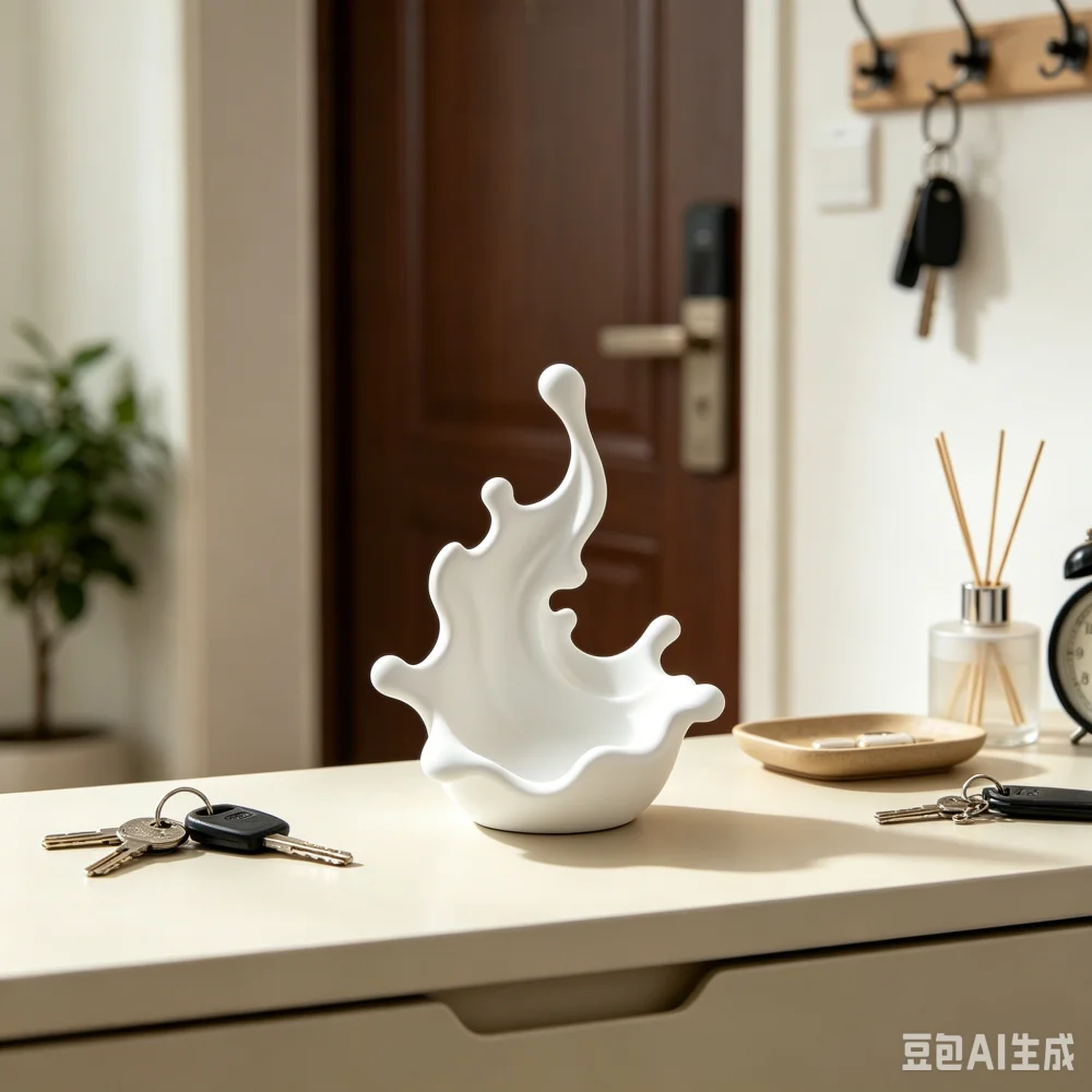 Splash Wave Shaped White 3D printing Decorative Ornament For Nightstand Bedroom Living Room Small Sundries Storage Decor