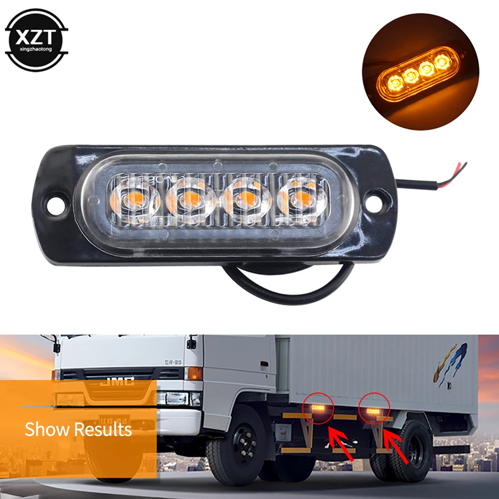 LED Strobe Light For Car Truck Emergency Flashing Grille Light 4 LED Warning Light Police Work Light Bar Strobe Led Lamp 12V 24V