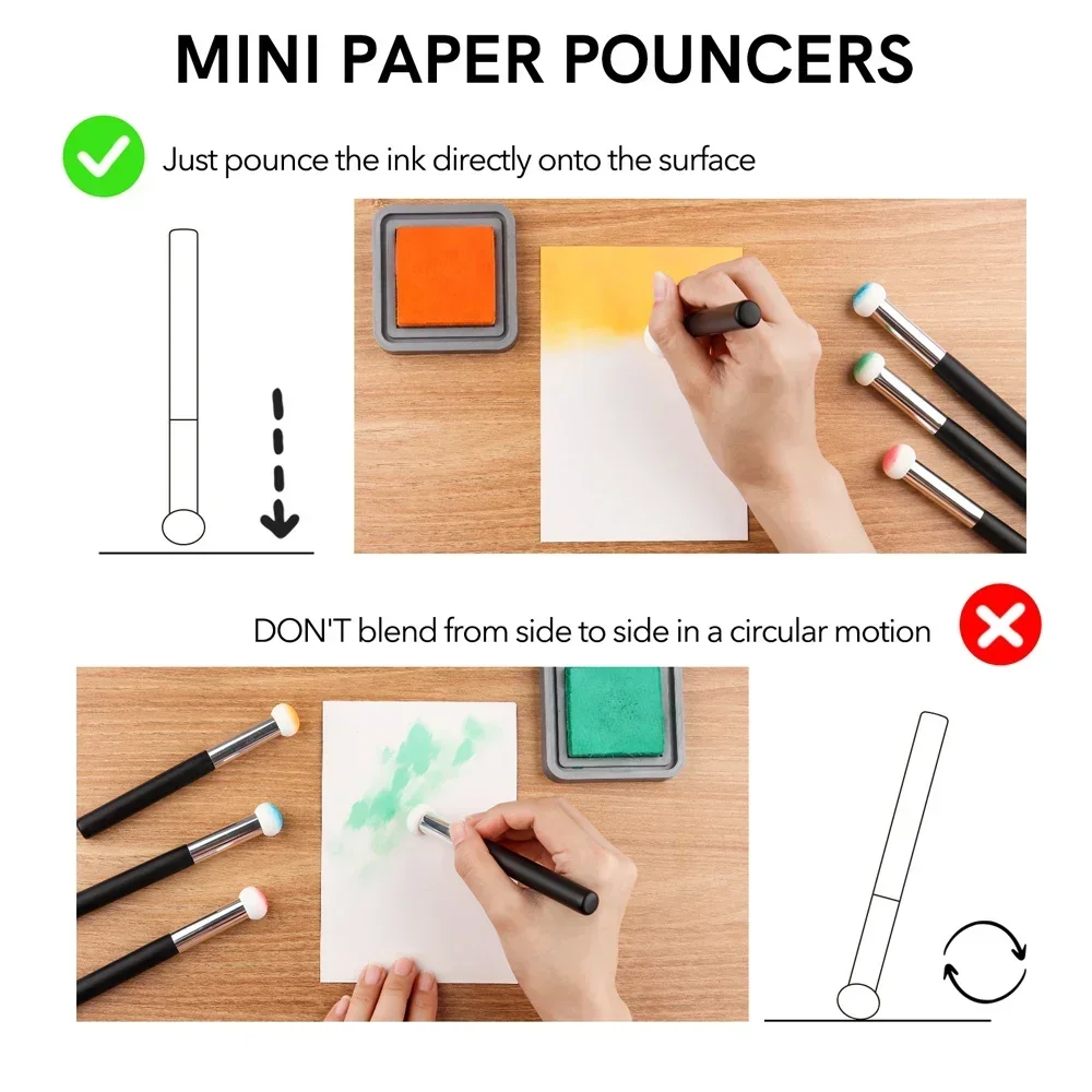 4Pcs/set Mini Paper Pouncers Soft Ink Sponge Applicators For DIY Scrapbooking Direct Inking On Intricate Crafts Projects Easily