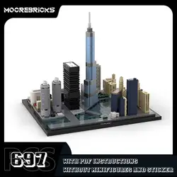 Street Scenery River North - Chicago MOC Architecture Building Blocks Assembling Model Toy Bricks Children's Collectible Gifts