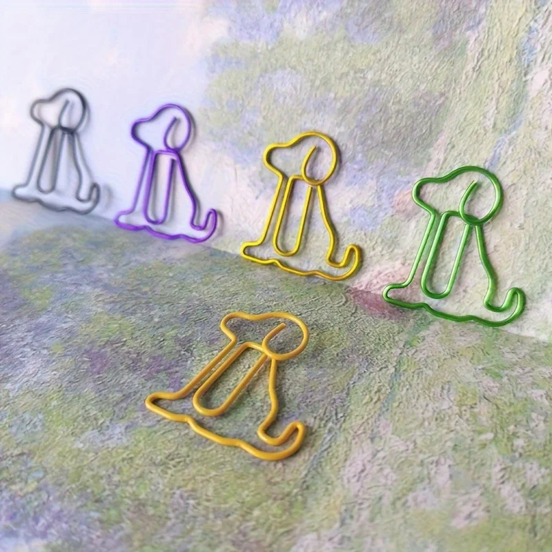 60pcs colorful animal paper clips, mixed color puppy paper clips, creative fun clips, cute sitting dog paper clips