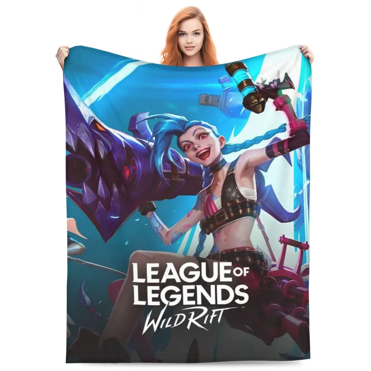 Arcane League Battle Game Legends Flannel Throw Blankets Jinx Blankets for Sofa Bedroom Warm Quilt