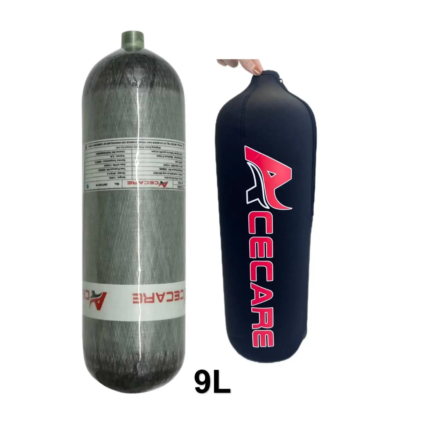 Acecare 9L CE Carbon Fiber Scuba Diving Tank Bottle 30Mpa 300Bar 4500psi with Valve Fill Station M18*1.5 SCBA Firesafety