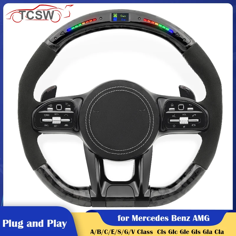 

Светодиодный руль из кованого карбона для Mercedes-Benz AMG W204 W205 W221 W222 CLS GLC GLE GLS GLA CLA GLK SLC C63 E63 G63 GLA45