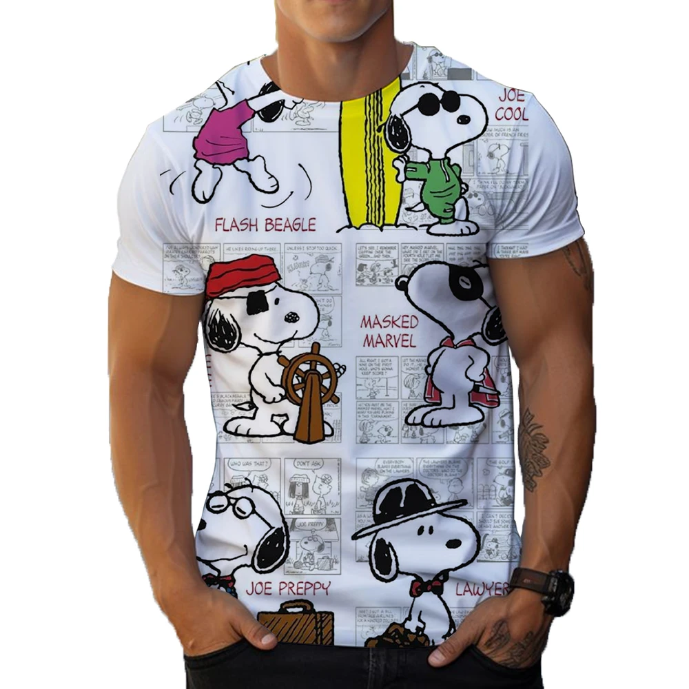 Snoopy T-Shirts Cartoon Anime 2024 3D Print Boys and Mens Streetwear Casual Fashion Oversized T Shirt Kids sports Tees Tops ﻿