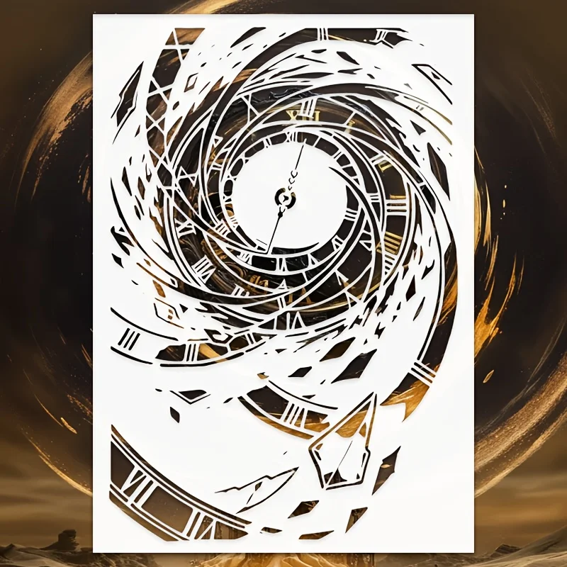 A4 29 * 21 cm Spiraluhr DIY Schablonen Wandmalerei Sammelalbum Färbung Prägung Album Dekorative Papierkarte Vorlage, Wand