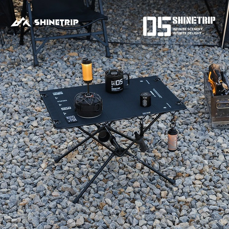 ShineTrip Leichter Camping-Stofftisch, ultraleichter 7075 tragbarer Klapptisch, Wander- und Motorradtisch