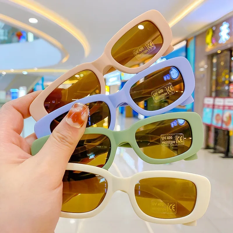 Children Cute Vintage Frosted Rectangle UV400 Sunglasses Outdoor Girls Boys Sweet Sunglasses Protection Classic Kids Sunglasses