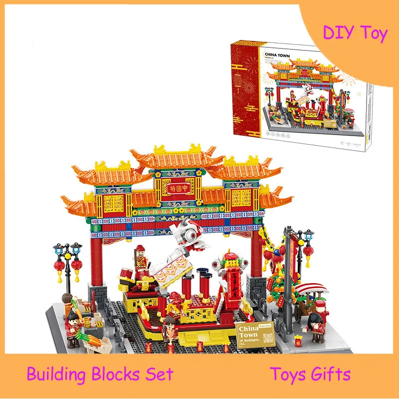 

Creative Building Blocks Model Chinatown Toy Blocks Set Architecture Printed Assemble Bricks Toys Birthday Gifts