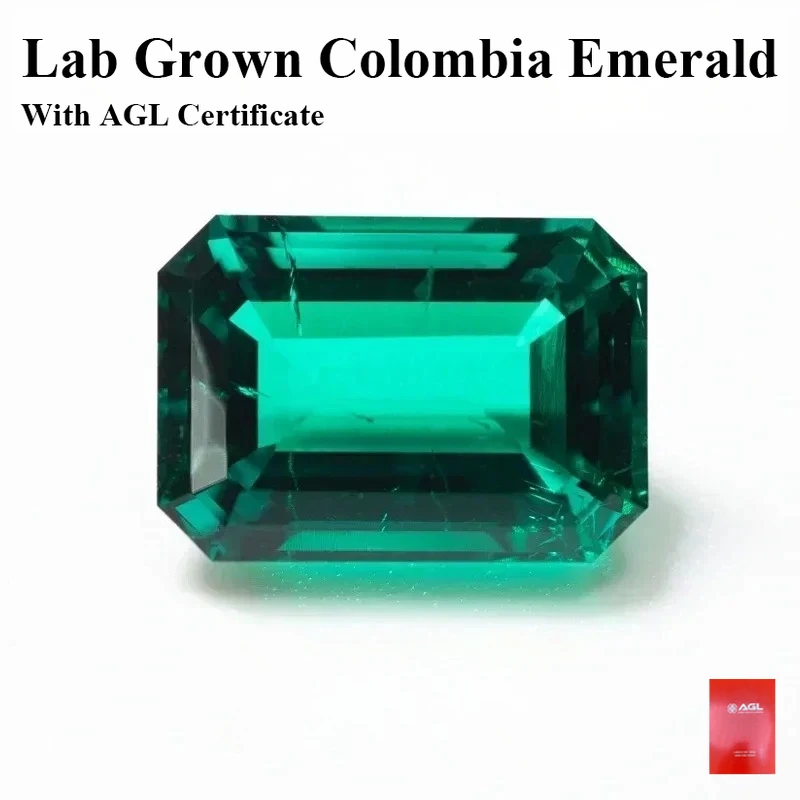 

Lab Grown Emerald Rectangle Shape Hydrothermal For Diy Jewelry Making Materials Selectable With AGL Certificate