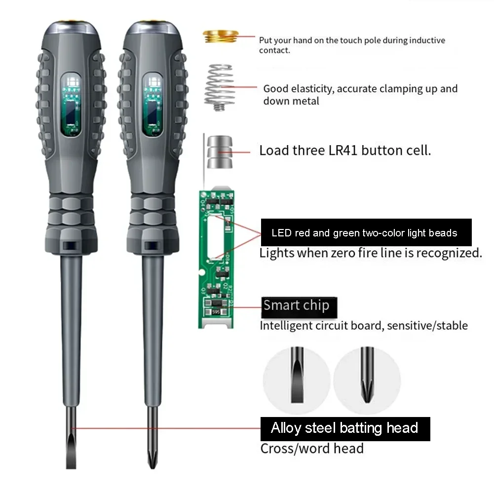 Word/cross Screwdrivers Induction Power Detector Voltmeter Electric Pen Insulated Electrician Highlight Pocket Tester Pen Tool