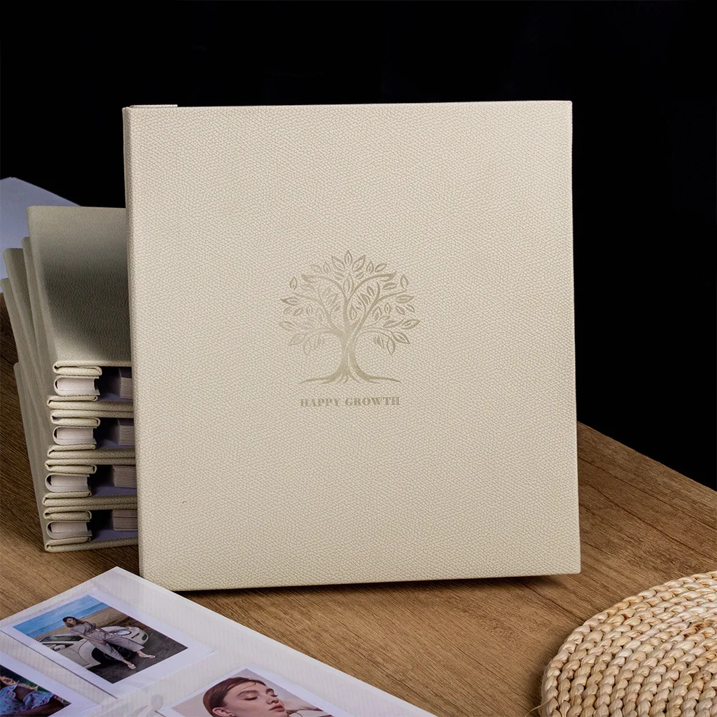 PU Leather Scrapbook 12 Inch 20 Sheets 40 Pages, Happy Growth Family DIY Memory Book