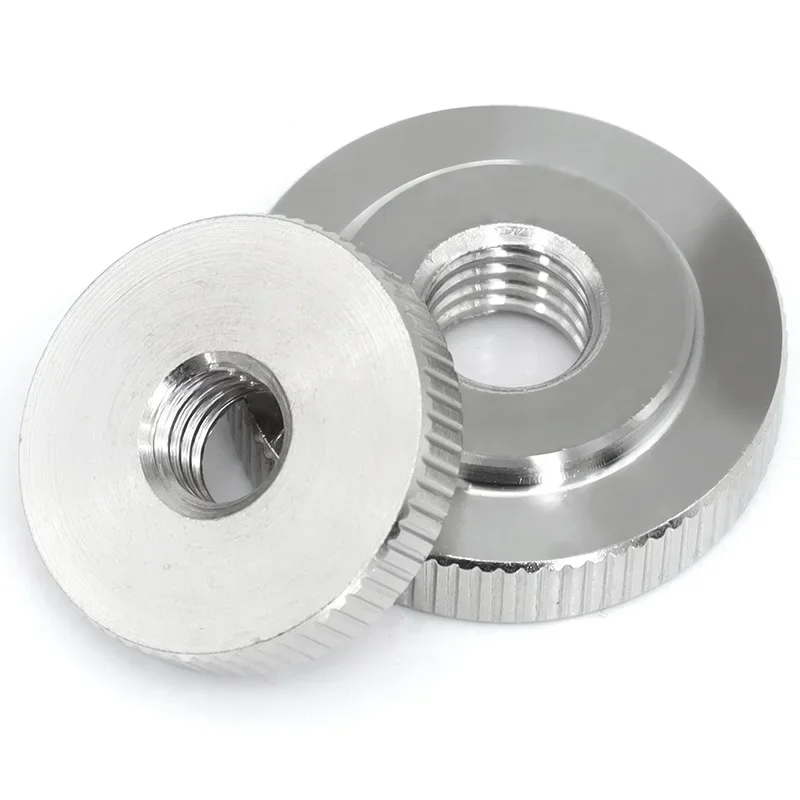 Picture 4: M2 M2.5 M3 M4 M5 M6 M8 M10 M12 Flat Knurled Nut 304 Stainless Steel Thin Hand Screwed Nut Round Manual Adjustment Nut