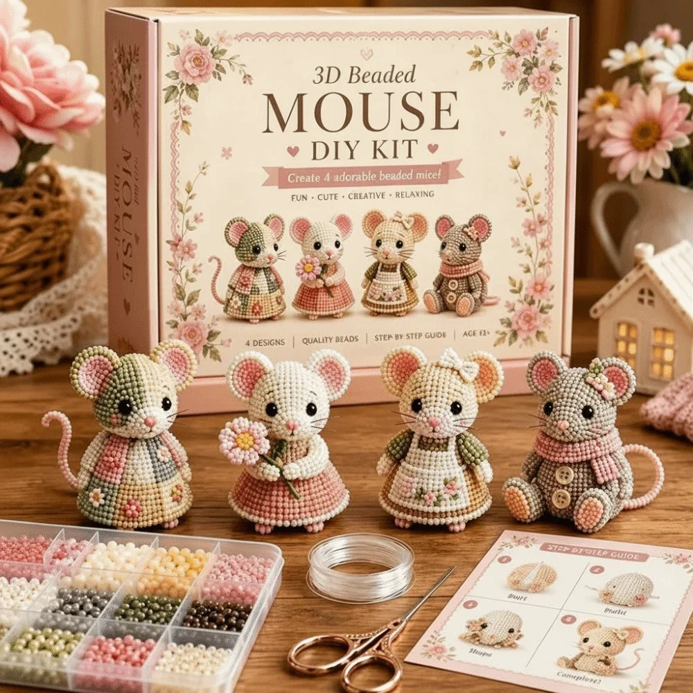 Kit de Cuentas Pequeñas 3D para Hacer Animales, Diseño Adorable, Kit Creativo de Manualidades con Cuentas, Kit de Cuentas con Forma de Animal para Hacer Manualidades, Decoración del Hogar