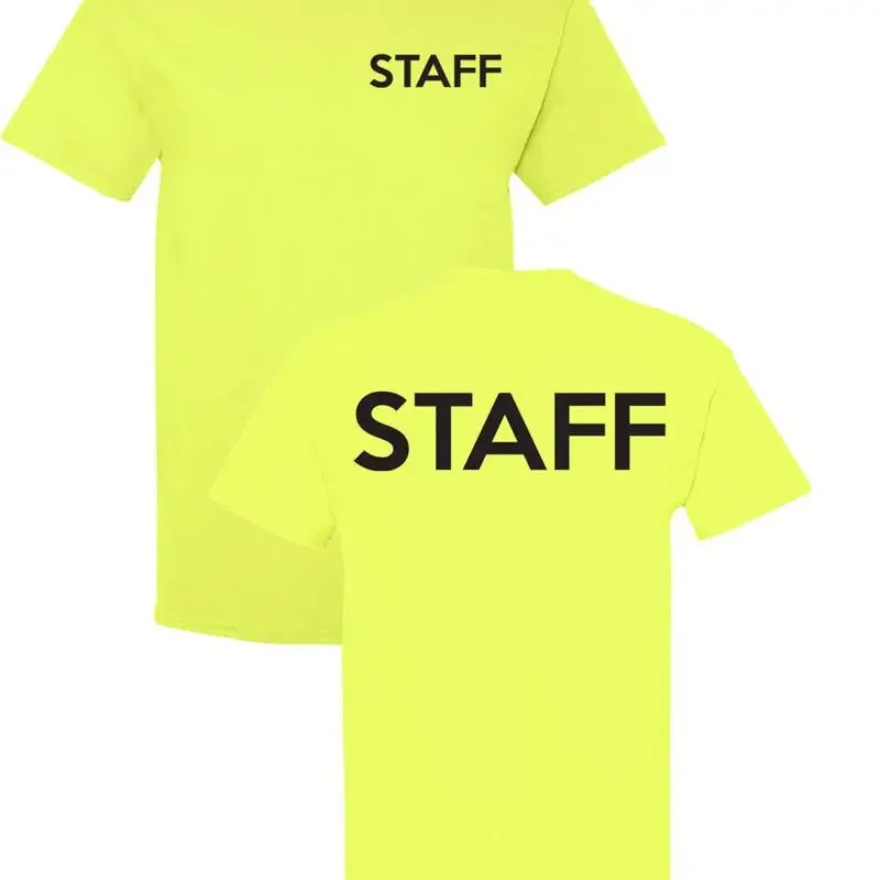 Staff Safety Green T Shirt Front Back w Black Print Men's 1615
