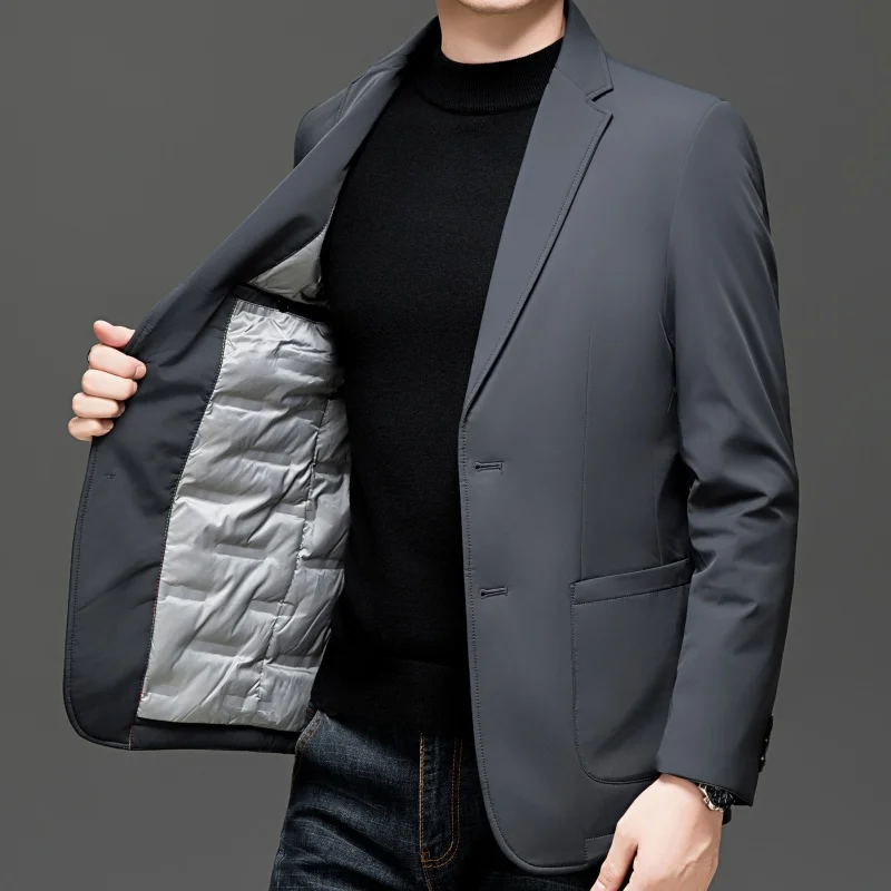 The 2026 new men's fashionable and stylish suit with a down inner liner is cold-resistant, warm and personalized for business