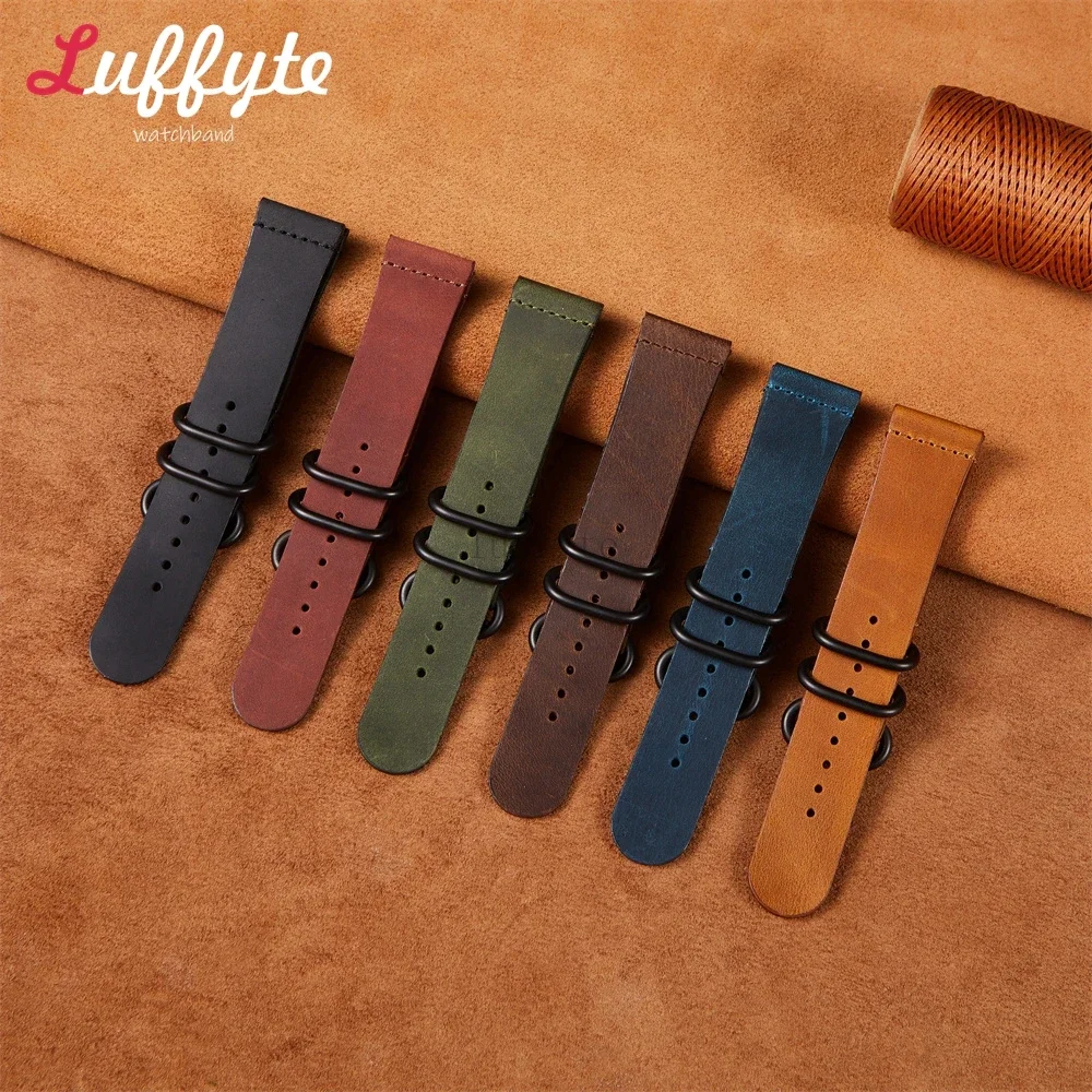 Vintage Watch Strap Genuine Leather Watchband 20mm 22mm Cowhide Wristbands Replacement Watch Belts