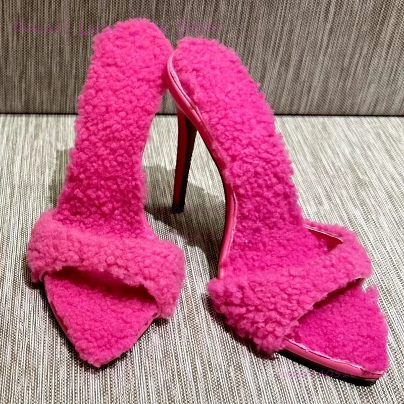 

Dark Fuchsia Purplish Velvet Stiletto Sandal Red Curly Suede Black Pointed Open Soft Slingback Sexy Blue High Heel Vacation Shoe