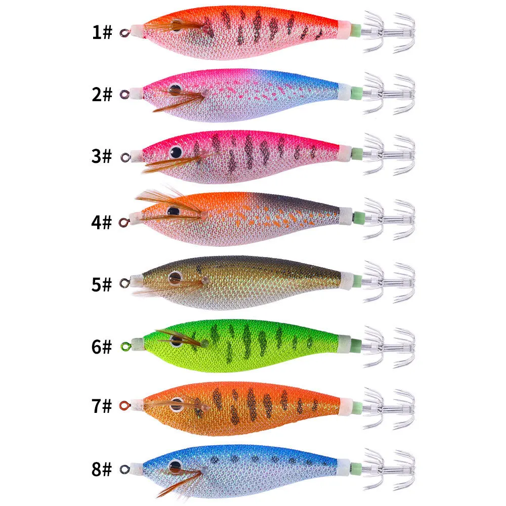 Leuchtender hölzerner Garnelen-Fake-Köder, neuer hölzerner Garnelen-Tintenfisch-Haken, harter Bait13GFishing-Köder-Set – Detail 2