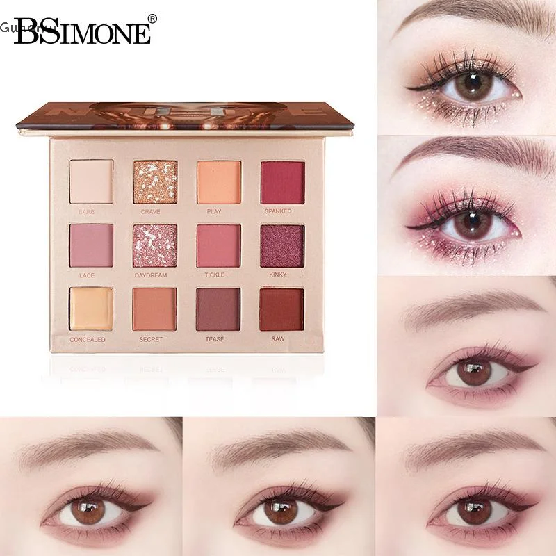 

【WHB】BSIMONE 12 Color Eyeshadow Palette, Pearly Finish Earth Color Tone,Long Lasting Natural Blendable ,Gifts For Women