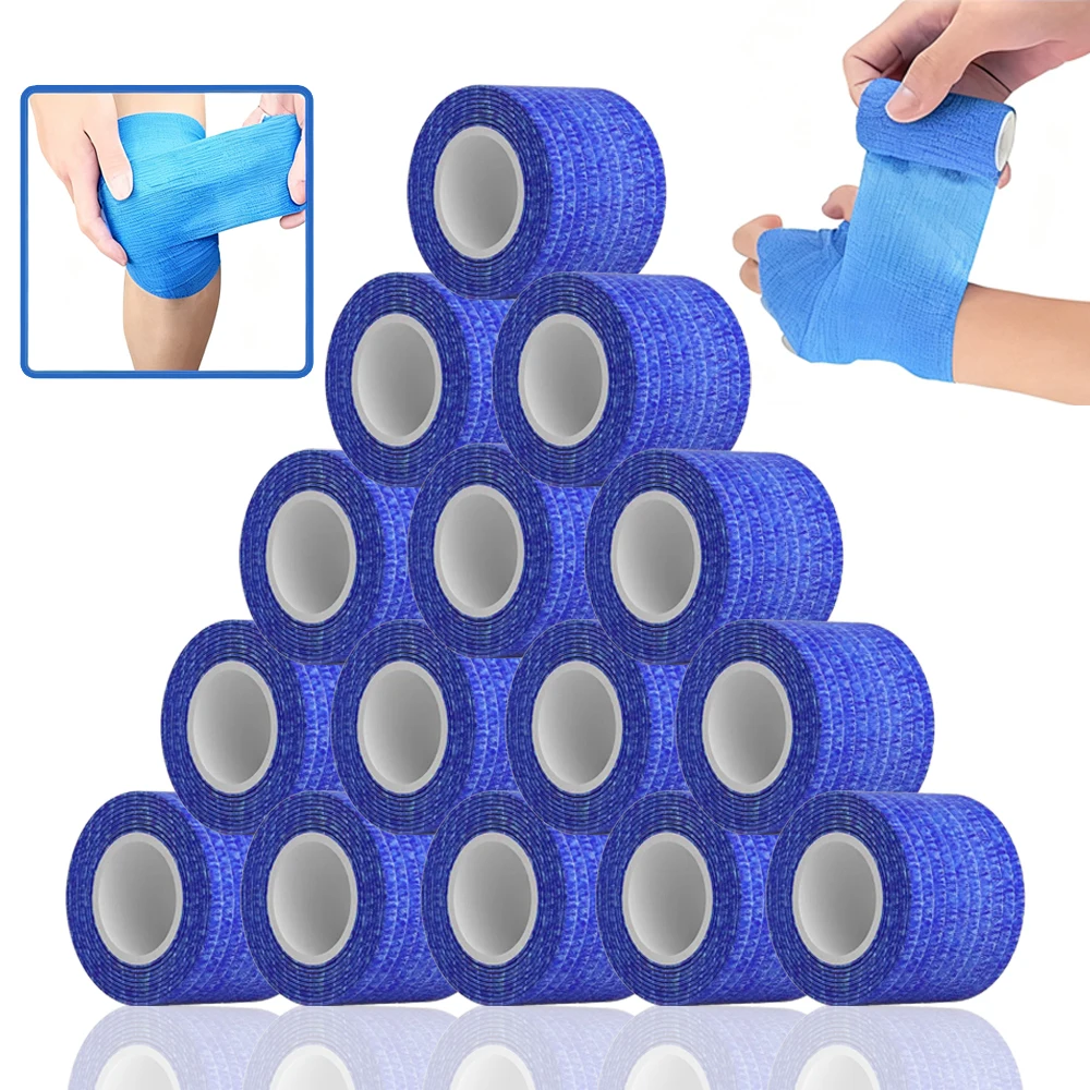 

Blue 3.8CM 6/12/18/24pcs Sport Self-Adhering Bandage Animal Bandage Hand Tearing Waterproof Elastic Bandage for tattoo Pets