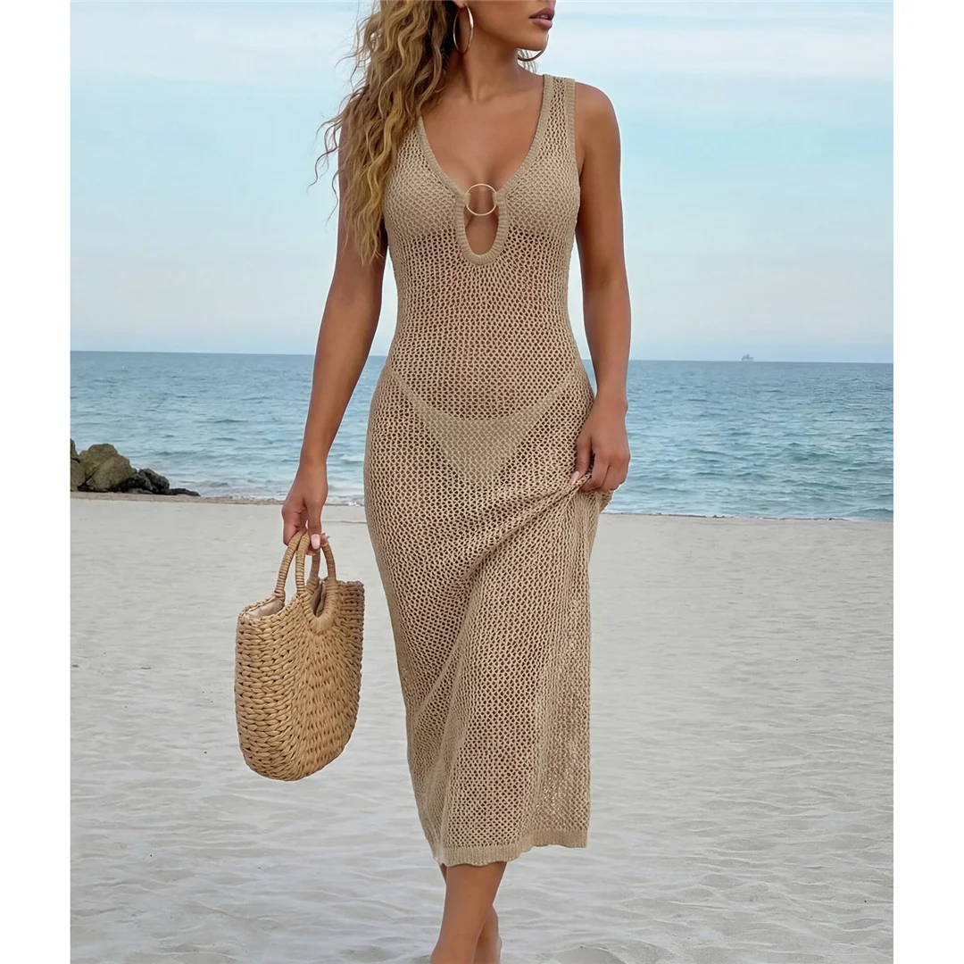 S - XL Neues, gehäkeltes, ausgestelltes, hohles Tunika-Strandkleid, Strandkleid, Strandmode, Damen V8334 – Detail 16