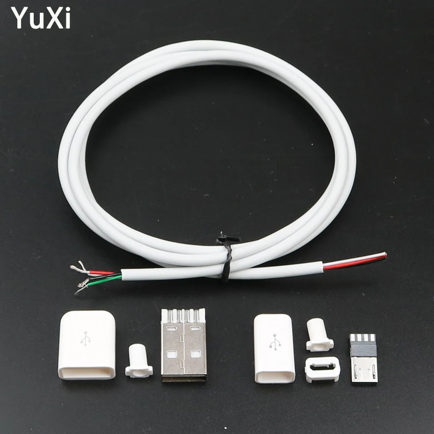 

YuXi Micro USB Male Plug Connector DIY Kit 4Pin Male connector Plug DIY welding Data OTG Data Cable line accessories Black White