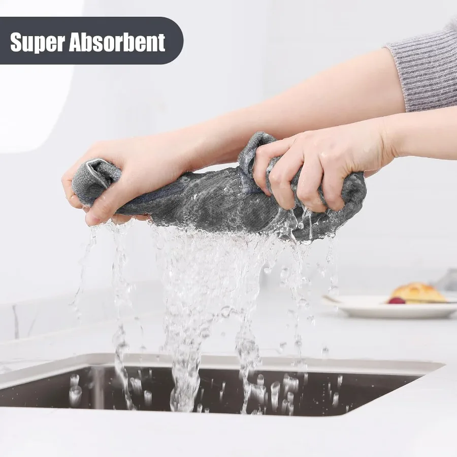 مجموعة مناشف المطبخ وأقمشة الأطباق المصنوعة من الألياف الدقيقة مكونة من 12 قطعة من مناشف اليد الناعمة والماصة مقاس 28 × 16 بوصة و12 × 12 بوصة كوي #3