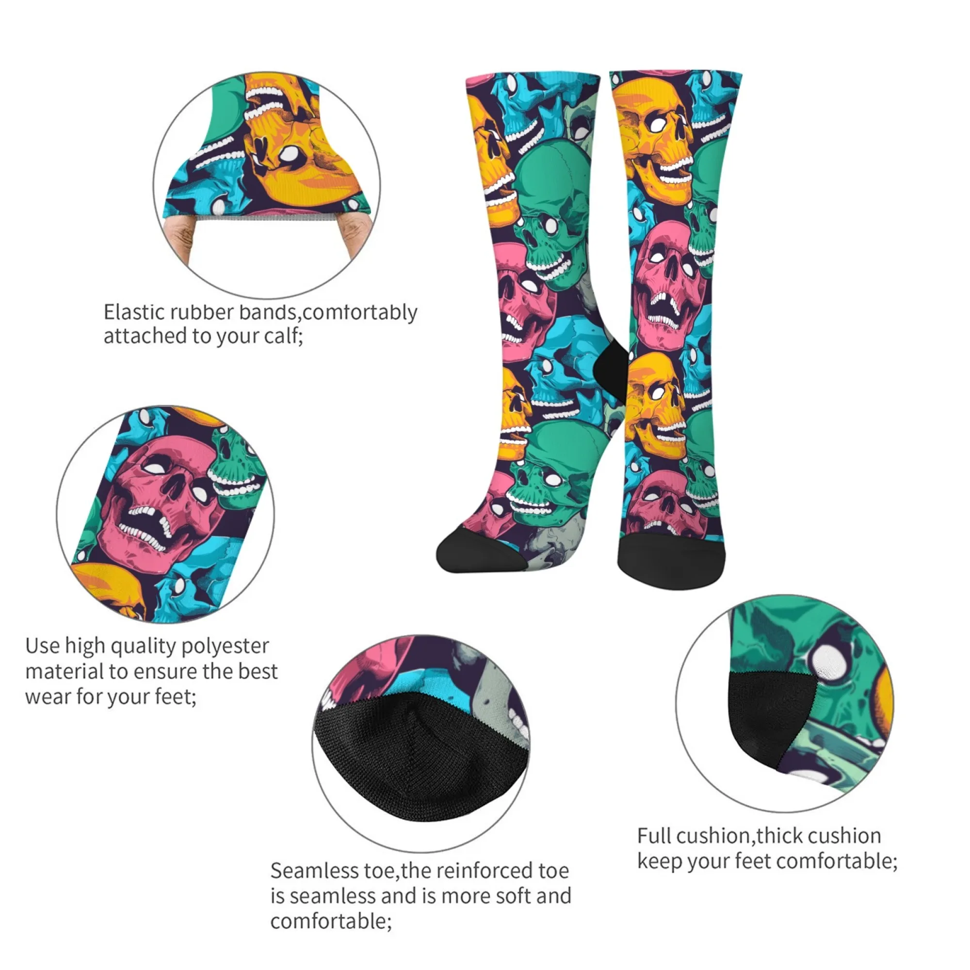 نابضة بالحياة الجمجمة الرجال الجوارب ريترو ستايل مجنون الشارع الهيب هوب جوارب بأشكال مضحكة تنفس المضادة للانزلاق في الهواء الطلق جوارب رياضية عصرية غير رسمية