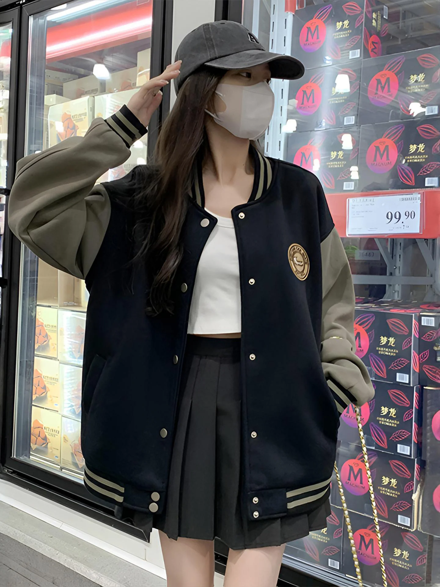 

Baseball Jackets Leopard Womens Chinese Style Embroidery Placket Ethnic Vintage Fleeced Zipper Wide Anti-Freezing Fall Harajuku