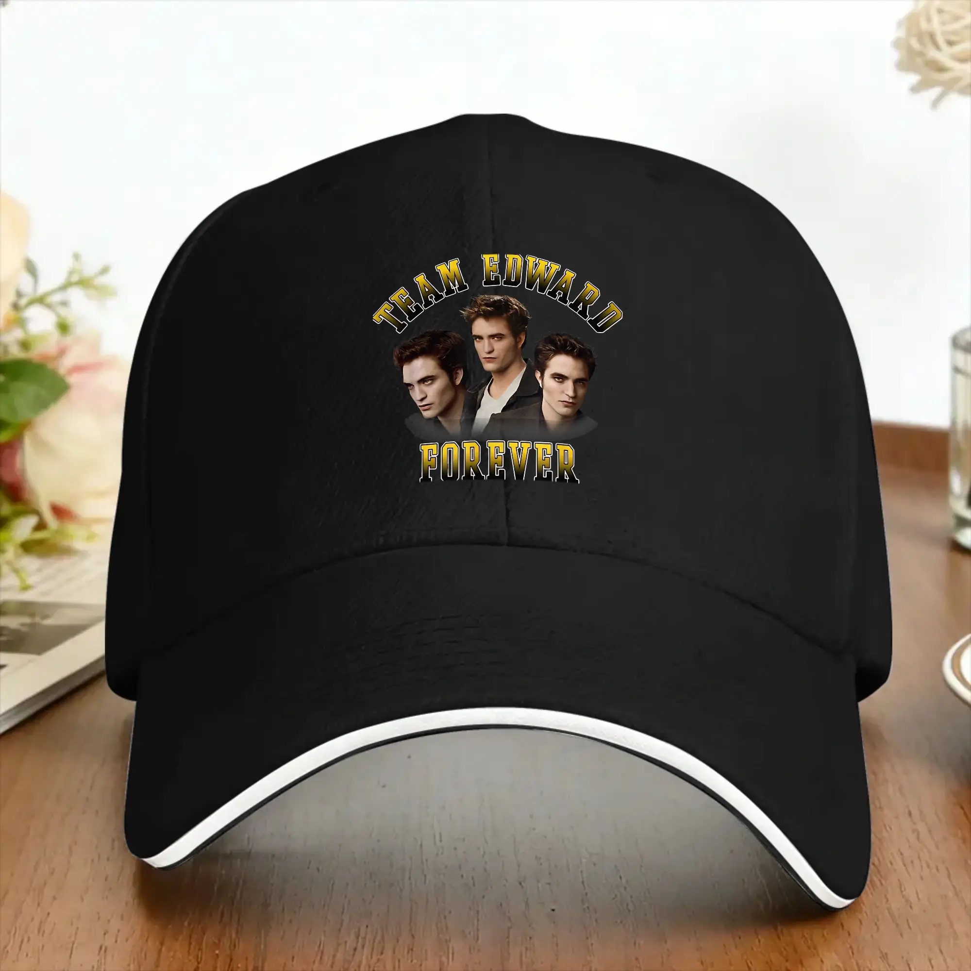 Twilight Team Edward Forever Portrait Collage Vampire Movie Baseball Cap  Unisex Design Trucker Hat Hot Sale Baseball Caps Gift