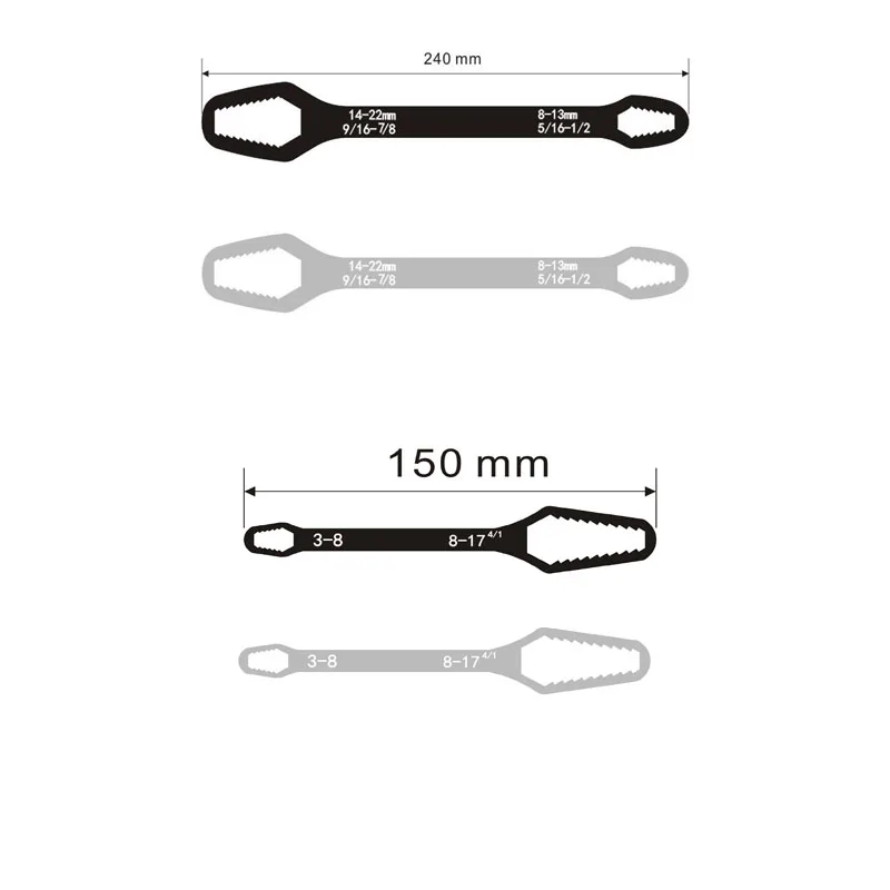 3-17mm8-22mm Universal Torx Wrench Adjustable Multifunction Wrench Board Double-head Multipurpose Torx Spanner Repair Hand Tools