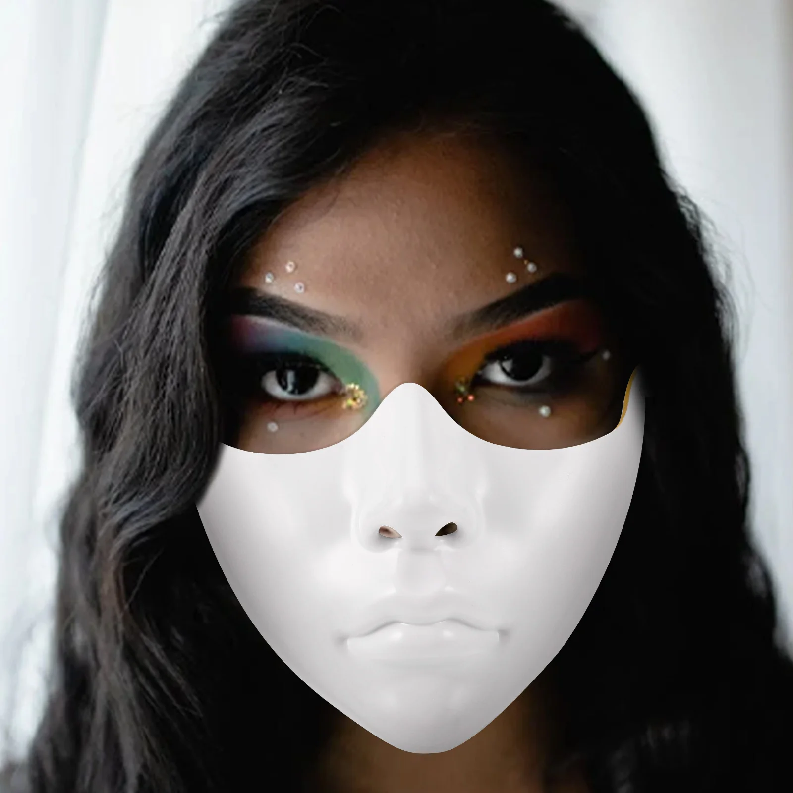 

2Pcs Half Face Mask Masquerade Party Blank Mask Stylish Cool Lightweight Comfortable Halloween Carnival Photo Prop