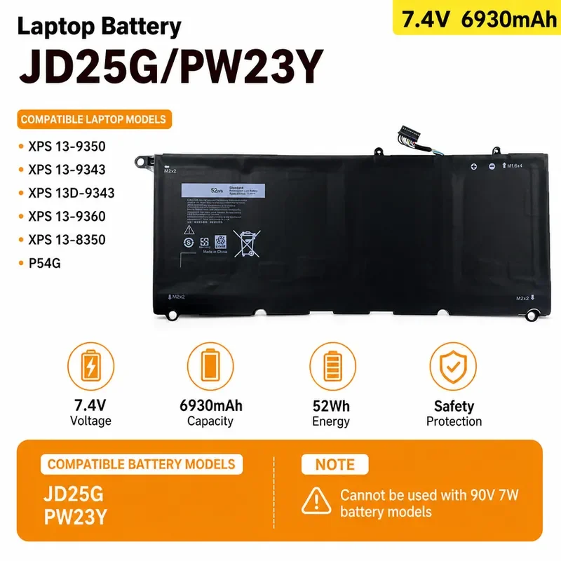 Applicable to Dell XPS13-9343 9350 9360 P54G JD25G PW23Y notebook battery