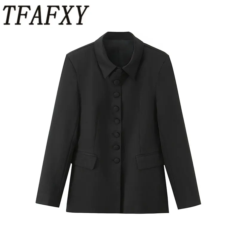 

TFAFXY 2026 Spring Women Blazer Single Breasted Long Sleeve Slim Office Lady Suit Jacket Female Coat ﻿